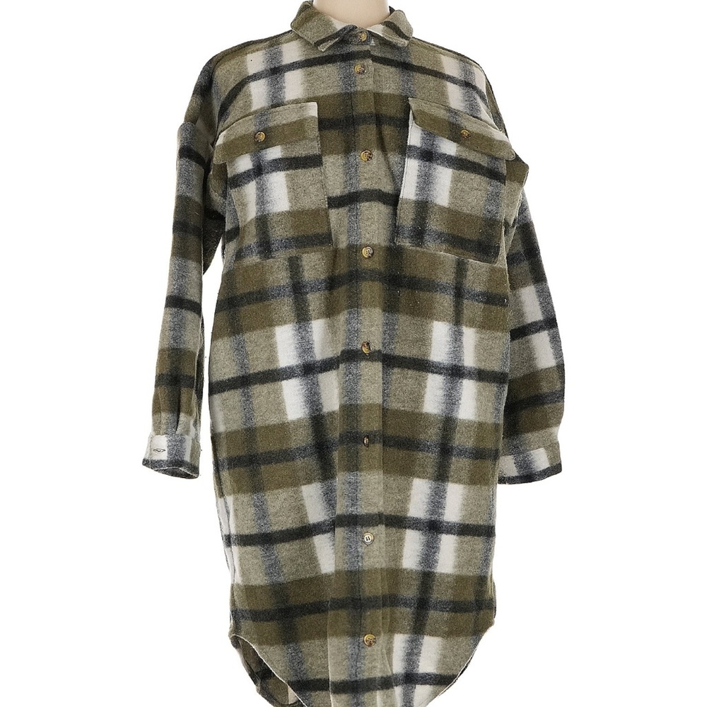 Noisy May Plaid Long Fleece Jacket